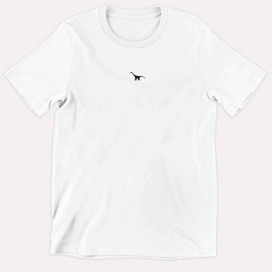 Tiny Embroidered Dinosaur Kids T-Shirt (Unisex)-Vegan Apparel, Vegan Clothing, Vegan Kids Shirt, Mini Creator-Vegan Outfitters-3-4 Years-White-Vegan Outfitters