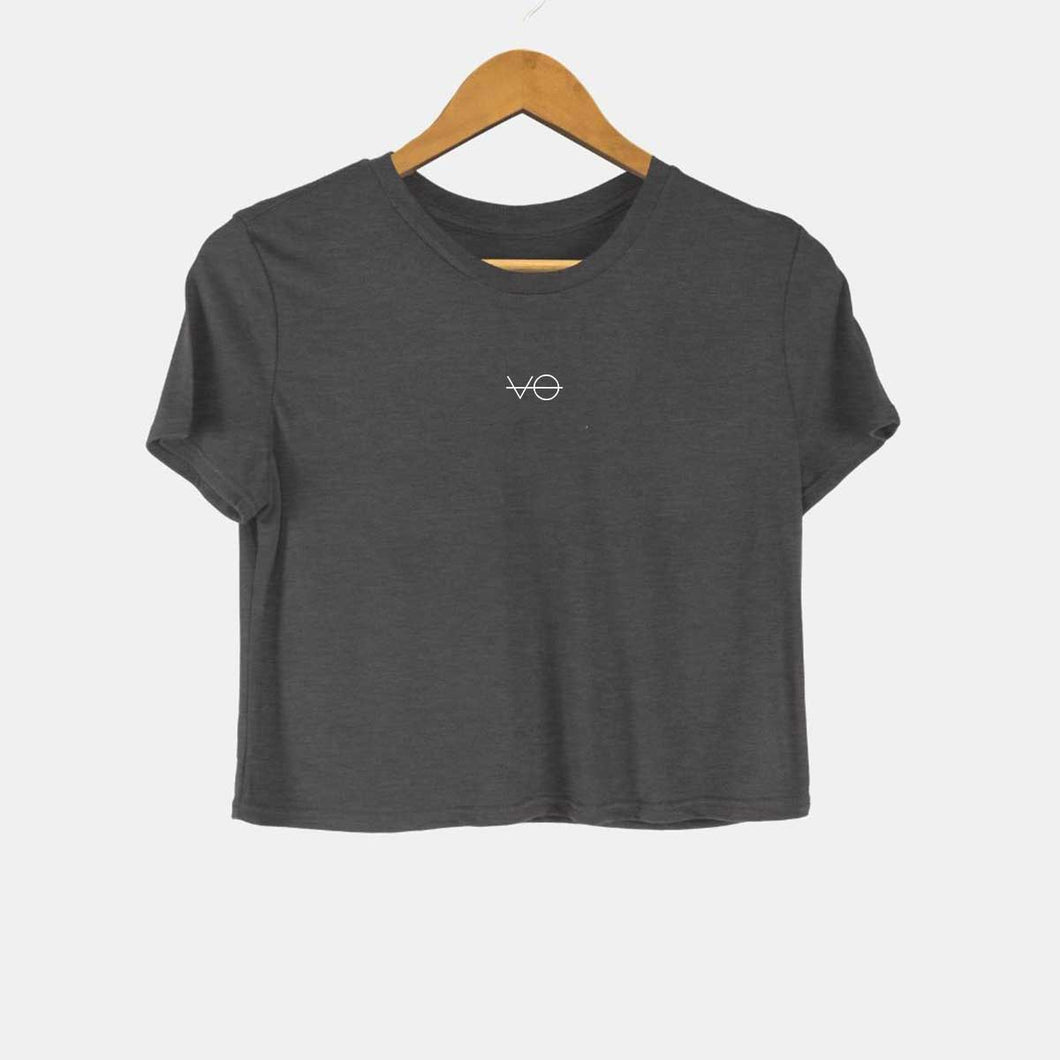 VO Cropped T-Shirt-Vegan Apparel, Vegan Clothing, Vegan Cropped T-Shirt, BC8882-Vegan Outfitters-Small-Dark Grey-Vegan Outfitters