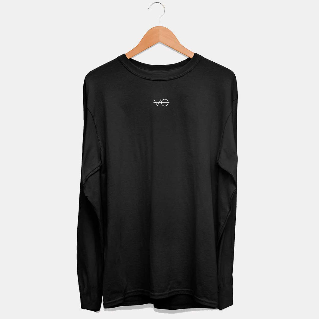 VO Embroidered Ethical Vegan Long Sleeve T-Shirt (Mens)-Vegan Apparel, Vegan Clothing, Vegan Long Sleeve T Shirt, Shuffler-Vegan Outfitters-Small-Black-Vegan Outfitters