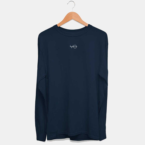 VO Embroidered Ethical Vegan Long Sleeve T-Shirt (Mens)-Vegan Apparel, Vegan Clothing, Vegan Long Sleeve T Shirt, Shuffler-Vegan Outfitters-Small-French Navy-Vegan Outfitters