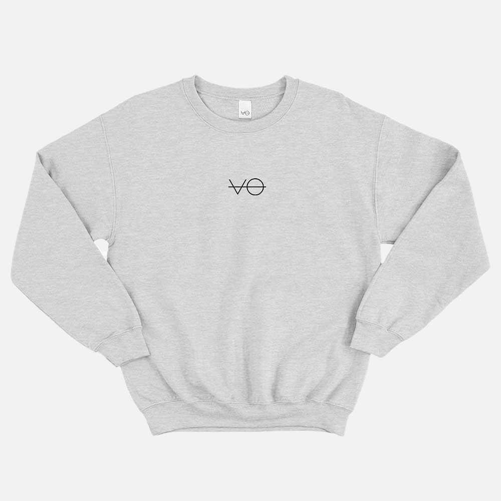 VO Embroidered Ethical Vegan Sweatshirt (Unisex)-Vegan Apparel, Vegan Clothing, Vegan Sweatshirt, JH030-Vegan Outfitters-X-Small-Grey-Vegan Outfitters