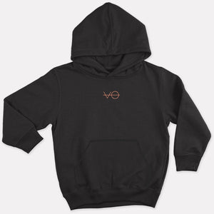 VO Embroidered Kids Hoodie (Unisex)-Vegan Apparel, Vegan Clothing, Vegan Kids Hoodie, JH001J-Vegan Outfitters-1-2 Years-Black-Vegan Outfitters