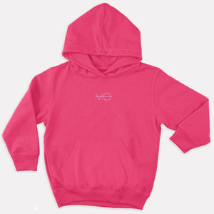 VO Embroidered Kids Hoodie (Unisex)-Vegan Apparel, Vegan Clothing, Vegan Kids Hoodie, JH001J-Vegan Outfitters-1-2 Years-Bold Pink-Vegan Outfitters