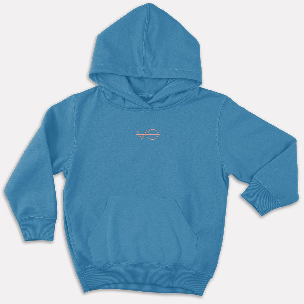 VO Embroidered Kids Hoodie (Unisex)-Vegan Apparel, Vegan Clothing, Vegan Kids Hoodie, JH001J-Vegan Outfitters-1-2 Years-Bright Blue-Vegan Outfitters