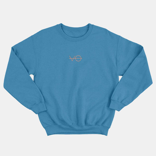 VO Embroidered Kids Sweatshirt (Unisex)-Vegan Apparel, Vegan Clothing, Vegan Kids Sweatshirt, JH030B-Vegan Outfitters-3-4 years-Bright Blue-Vegan Outfitters