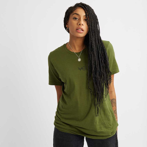 VO Embroidered T-Shirt (Unisex)-Vegan Apparel, Vegan Clothing, Vegan T Shirt, BC3001-Vegan Outfitters-X-Small-Olive-Vegan Outfitters