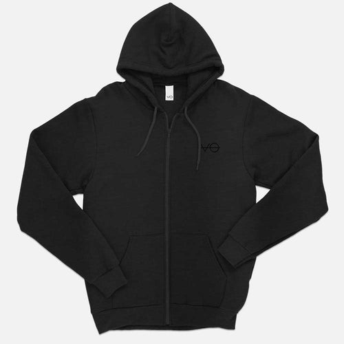 VO Embroidered Zipped Hoodie (Unisex)-Vegan Apparel, Vegan Clothing, Vegan Zoodie JH050-Vegan Outfitters-2X-Large-Smoky Black-Vegan Outfitters