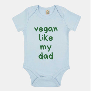 Vegan Like My Dad Vegan Babygrow-Vegan Apparel, Vegan Clothing, Vegan Baby Onesie, EPB02-Vegan Outfitters-3-6 months-Soft Blue-Vegan Outfitters
