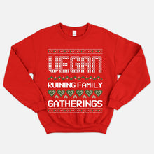 Load image into Gallery viewer, Vegan Ruining Family Gatherings Vegan Christmas Jumper (Unisex)-Vegan Apparel, Vegan Clothing, Vegan Sweatshirt-Vegan Outfitters-X-Small-Red-Vegan Outfitters
