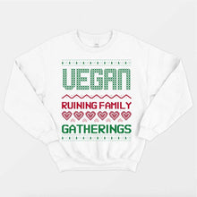Load image into Gallery viewer, Vegan Ruining Family Gatherings Vegan Christmas Jumper (Unisex)-Vegan Apparel, Vegan Clothing, Vegan Sweatshirt-Vegan Outfitters-X-Small-White-Vegan Outfitters