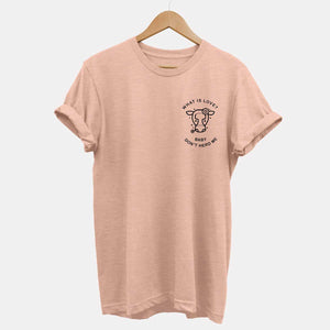 What is Love? Baby Don't Herd Me Corner - Ethical Vegan T-Shirt (Unisex)-Vegan Apparel, Vegan Clothing, Vegan T Shirt, BC3001-Vegan Outfitters-X-Small-Peach-Vegan Outfitters