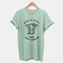 Load image into Gallery viewer, What is Love? Baby Don&#39;t Herd Me - Ethical Vegan T-Shirt (Unisex)-Vegan Apparel, Vegan Clothing, Vegan T Shirt, BC3001-Vegan Outfitters-X-Small-Mint-Vegan Outfitters