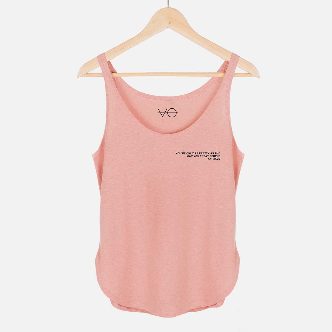 You're Only As Pretty As The Way You Treat Animals Women's Festival Tank-Vegan Apparel, Vegan Clothing, Vegan Tank Top, NL5033-Vegan Outfitters-X-Small-Pink Salt-Vegan Outfitters
